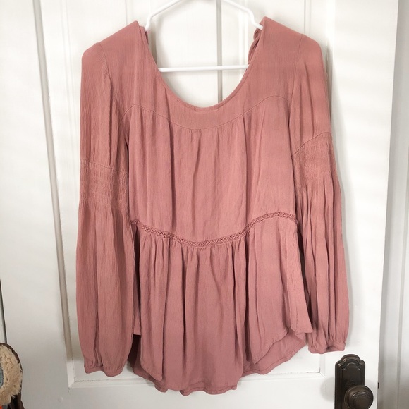 Boho Dusty Pink Embroidered Top - Picture 4 of 5